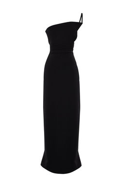 TRENDYOLMILLA Siyah Tek Omuz Dokuma Uzun S?k Abiye Elbise TPRSS23AE00228  фото 6