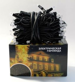 Эл. гирлянда диодная уличная 100 красных увелич. ламп 10м (4517) с переходником для последовательного подключения