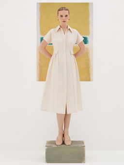 Льняное платье приталенного силуэта 422.050102/Красный - Seven senses фото 7