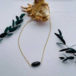 Кулон на цепочке из черного Агата 55 см +