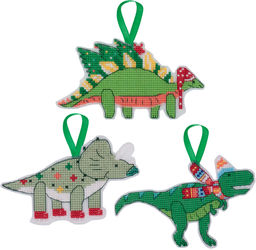 Klart набор для вышивания 8-546 Новогодние игрушки. Динозаврики 12.5 х 7.5 см