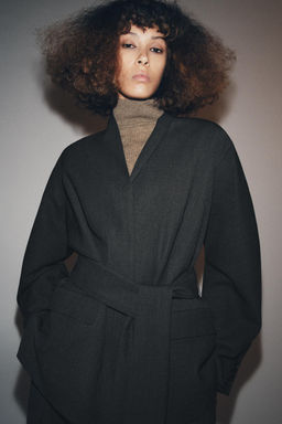 ZW COLLECTION WOOL BLEND KIMONO BLAZER - Zara фото 6