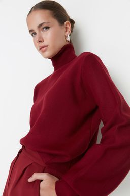 Bordo Basic Bal?kc? Yaka Triko Kazak TWOAW21KZ0485