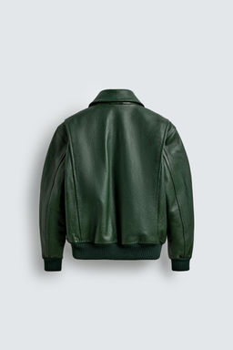 LEATHER BOMBER JACKET - Zara фото 8
