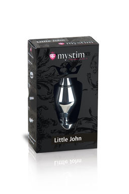 Анальная пробка Mystim Little John S, электростимуляция, хирургическая сталь, серебряная, 9 см, 3,