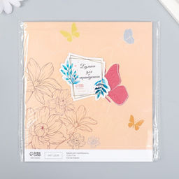 Цена за 10 шт. Бумага для скрапбукинга "Бабочки с цветами" плотность 180 гр 15,5х17 см