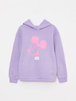 Kap??onlu Mickey Mouse Bask?l? Uzun Kollu K?z ?ocuk Sweatshirt