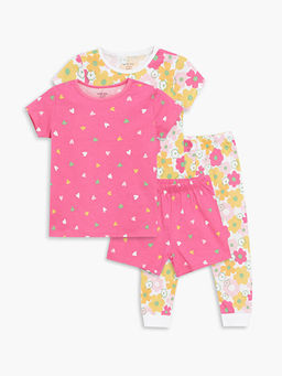 Bisiklet Yaka K?z Bebek ?ortlu Pijama Tak?m? 2li