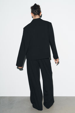 PINSTRIPED DARTED TROUSERS WITH FLAPS