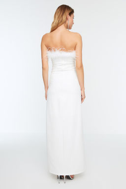 TRENDYOLMILLA Siyah Vucuda Oturan Astarl? Otrisli Dokuma Uzun S?k Abiye Elbise TPRSS22AE0095  фото 5