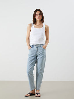 Beli Lastikli Slim Mom Kad?n Jean Pantolon