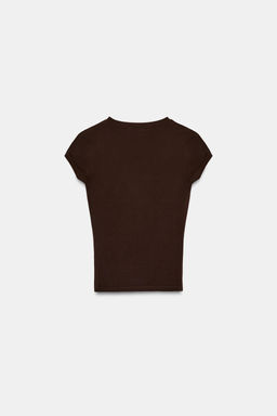 CAMISETA ESCOTE PICO / Marr?n - Zara фото 7
