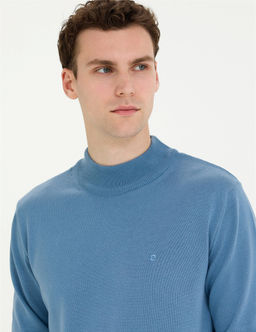 Koyu Mavi Slim Fit Yar_m Bal_k__ Yaka Basic Triko Kazak - Pierre cardin фото 2