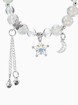 Браслет с подвесками "Сахарный" ночное небо, шар № 10/8, цвет нежно-розово-голубой в серебре   10967