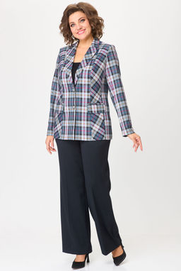 Костюм БелЭльСтиль 412/601 синяя клетка + синий однотон  фото 5