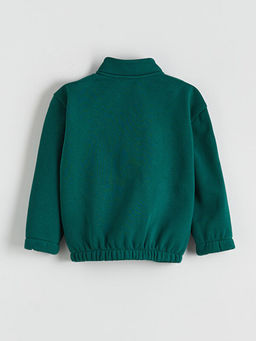 Dik Yaka Erkek ?ocuk Kal?n Fermuarl? Sweatshirt