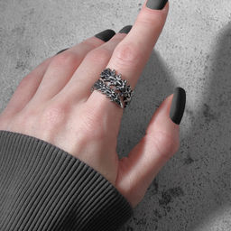 Кольцо Сколопендра, цвет чернёное серебро, безразмерное