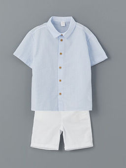 ?izgili Erkek ?ocuk G?mlek ve ?ort 2li