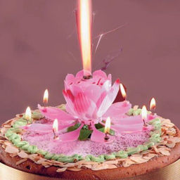 Цена за 5 шт. Свеча для торта раскрывающийся цветок "Салют" (8 свечей), Розовый