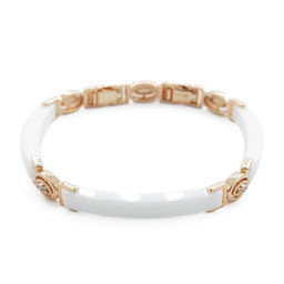 Браслет Лили из белой керамики покрытие под золото