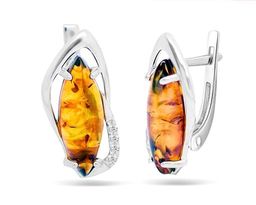 Серьги из серебра янтарь, СП68