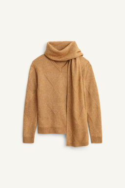 LIMITED EDITION GEOMETRIC JACQUARD SWEATER WITH SCARF - Zara фото 5