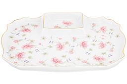 Блюдо д/шашлыка 28*20,5*2,5 см "Диана" с соусницей, фарфор, NEW BONE CHINA