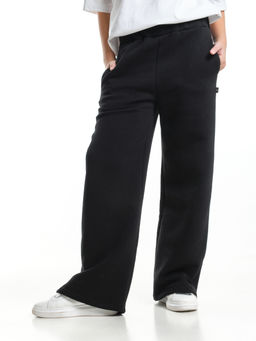 Брюки для девочки с карманами утепленные с начесом классические 22-7347 черный - Mini maxi фото 5