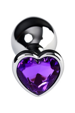 Анальная втулка Metal by TOYFA, металл, серебряная, с фиолетовым кристаллом, 8 см, 3 см, 165 г  фото 4