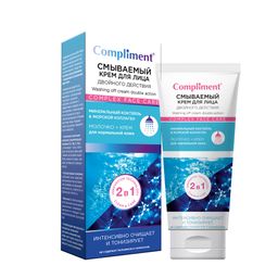 "Compliment" Смываемый крем д/лица двойного действия Молочко+Крем д/норм.к.(100мл).21 /874859 08.25