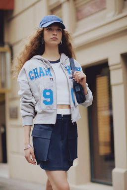 Толстовка на молнии с капюшоном и принтом Cool Oversize - Defacto фото 2