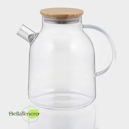 Заварочный чайник BellaTenero Эко, 1.8 л, с бамбуковой крышкой, металлический фильтр, стекло