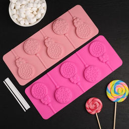 Форма для леденцов Доляна Улыбка, силикон, 25?9.5 см, 5 ячеек, с палочками, МИКС