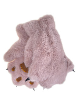 Молодёжные меховые зимние перчатки лапки , цвет розовый