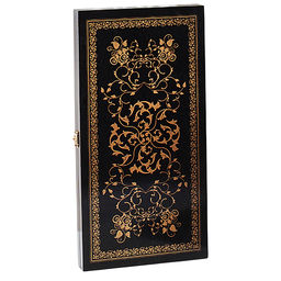 Нарды малые черные, рисунок золото "Вьюн" (400*200*40)