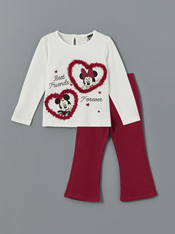 Minnie Mouse Bask?l? K?z ?ocuk Ti??rt ve E?ofman Alt 2li