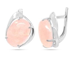 Серьги из серебра розовый кварц, СП90