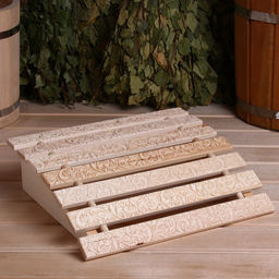 Подголовник для бани и сауны «Русский узор», 34×32×12 см, липа, анатомический, «Добропаровъ»