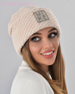 Отворот мохер мульти квадрат термо Шапка флис (56-58)