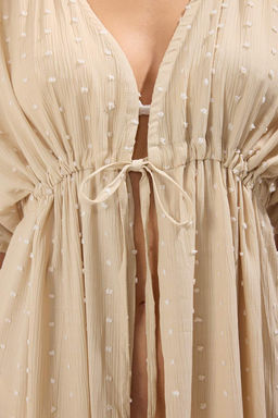 Bej Y?rtmacl? Uzun Dokuma Plaj Kimono&Kaftan TBESS25KM00021 - Trendyolmilla фото 3