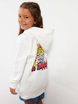 Kap??onlu Bask?l? Uzun Kollu K?z ?ocuk Sweatshirt - Waikiki фото 2