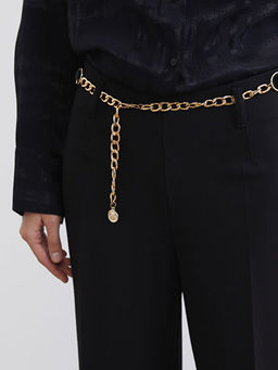 Loose Fit Zincir Kemerli Kad?n Pantolon
