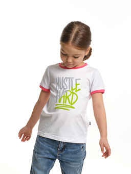 Футболка для девочки	 UD 3329 белый/коралловый