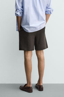 BERMUDA REGULAR FIT 100% LINO / Marr?n