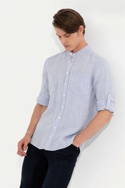 Мужская голубая рубашка с длинным рукавом