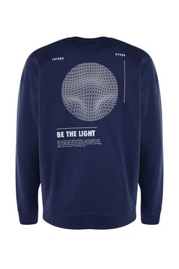 TRENDYOL MAN Lacivert Bisiklet Yaka Oversize/Genis Kesim Ici Polar/S?cak Tutan Mistik Bask? TMNAW23SW00275 - Trendyolmilla фото 12