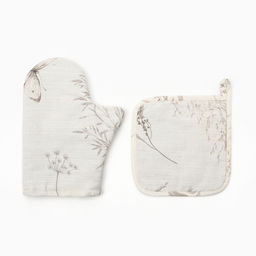 Кухонный набор «Этель» Flower herbarium: варежка 20×27 см, прихватка 19×19 см, 100% хлопок, 250 г/м²