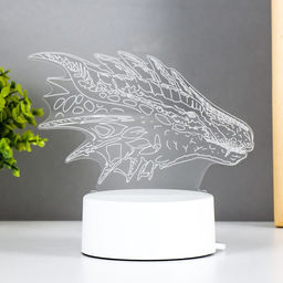 Светильник 3D RISALUX «Дракон», LED-ночник, белый 15×9.5×11 см