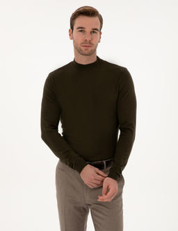 Haki Slim Fit Basic Kazak - Cacharel фото 3