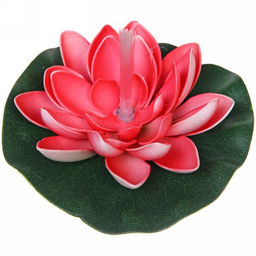 Цена за 2 шт. Растение водоплавающее "Кувшинка" d-13см красная, с подсветкой (теплый белый)